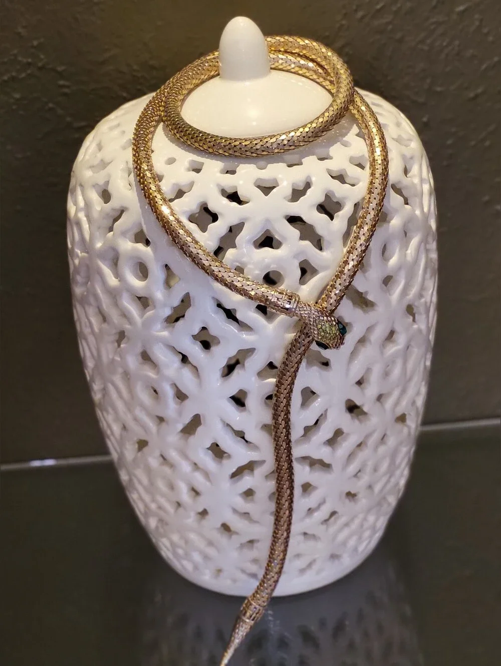 Whiting Davis Vintage 60s Goldtone Oromesh Serpent Belt/Lariat Necklace 38
